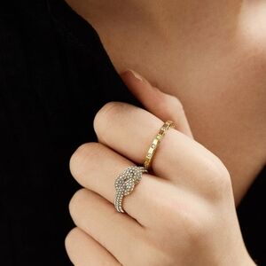 BaubleBar Gold-tone Crystal Floral Twist Ring